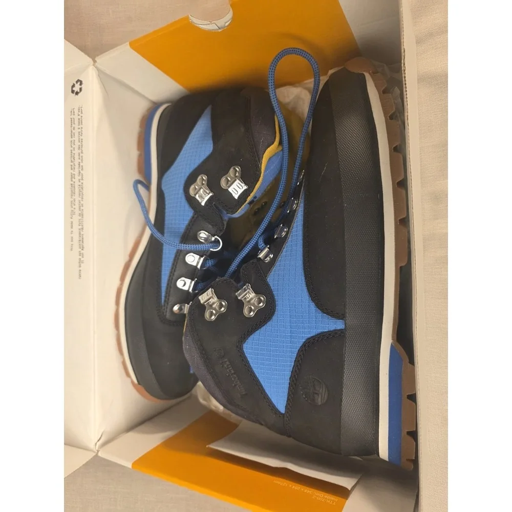 Timberland Euro Hiker Black Nubuck And Blue Size 11 Mid Hiker Worn Once